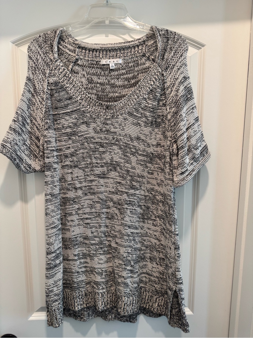 Cabi Black and White Short-Sleeve Knit Tunic